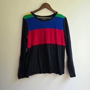 Lauren Active‎ Ralph Lauren Rainbow Colorblock Long Sleeve Cotton Tee Shirt XL